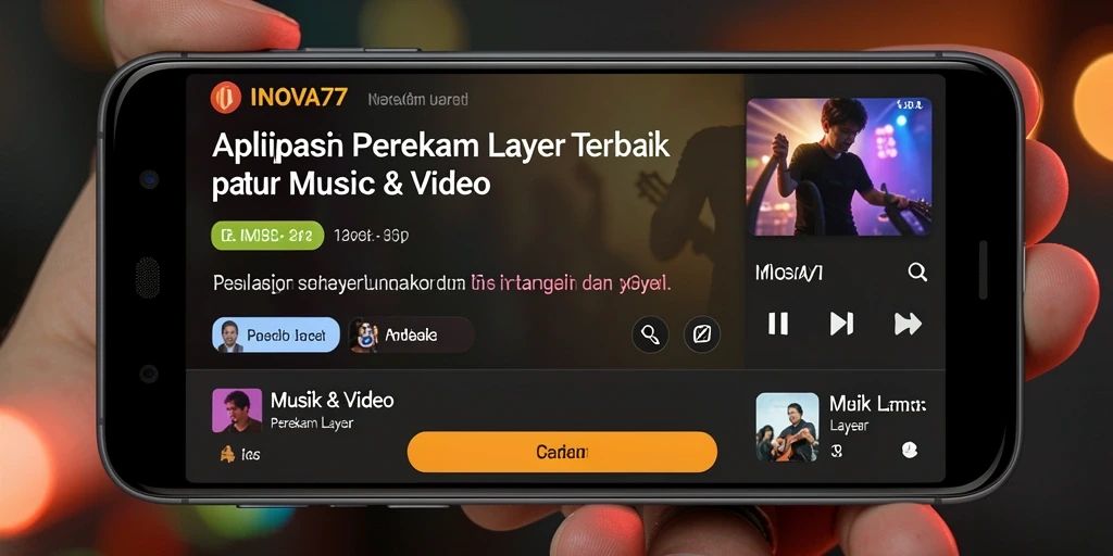 Antarmuka aplikasi INOVA77 menampilkan fitur perekaman layar yang intuitif.