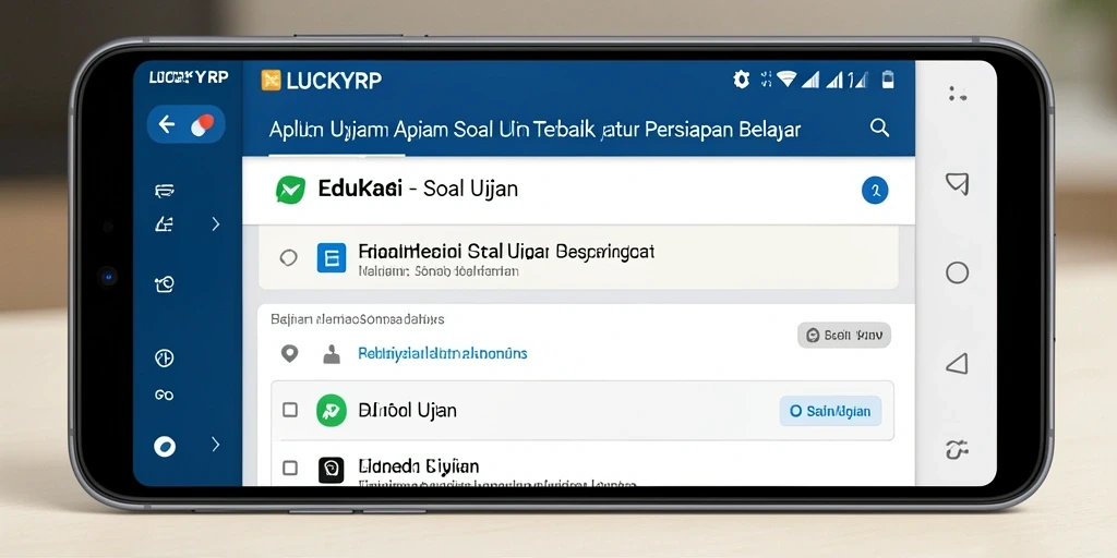 Tampilan antarmuka LUCKYRP untuk latihan soal ujian.