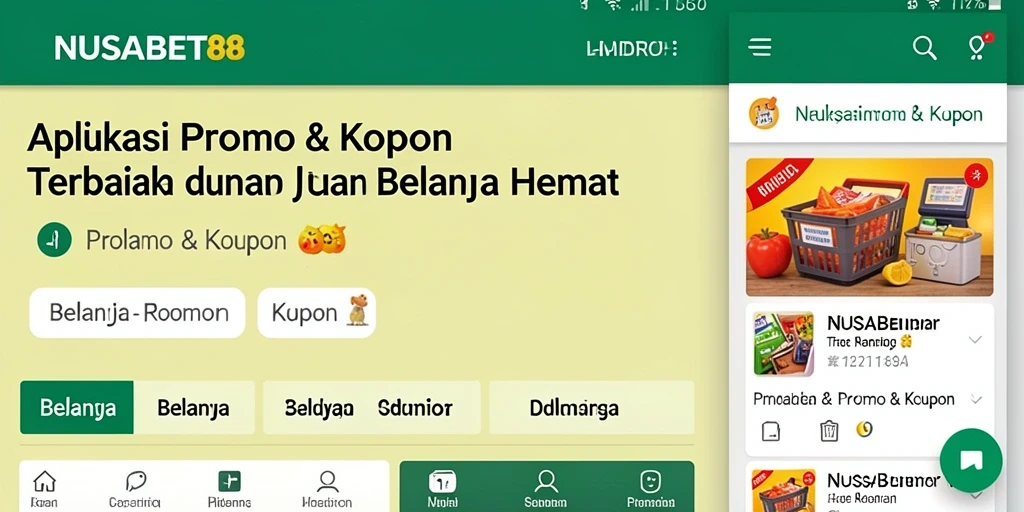 Tampilan antarmuka aplikasi NUSABET88 dengan daftar promo dan kupon.