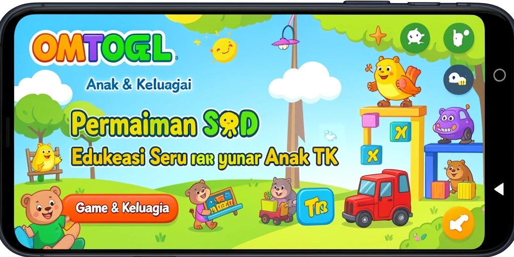 Tampilan antarmuka permainan edukasi anak yang ceria dan interaktif.