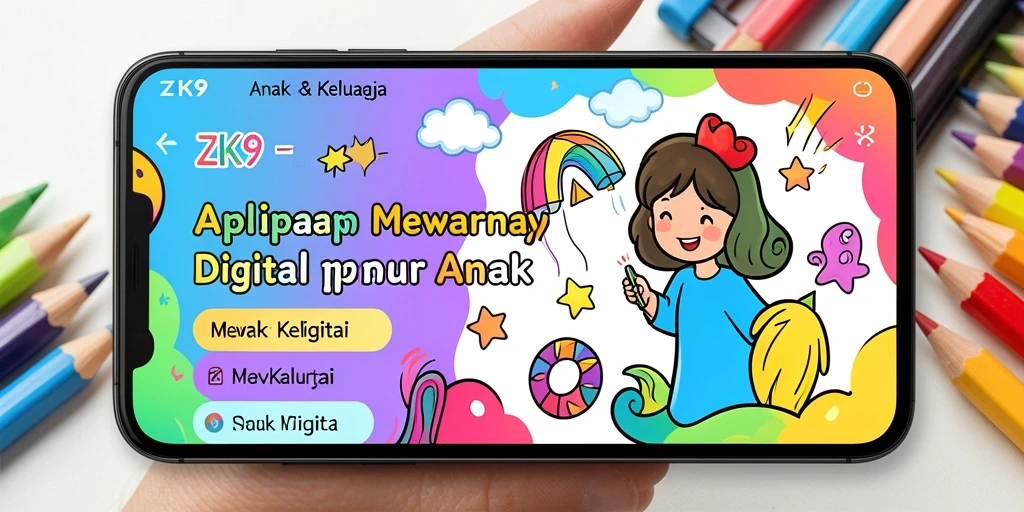 Tampilan antarmuka aplikasi ZK9 dengan berbagai fungsi mewarnai digital.