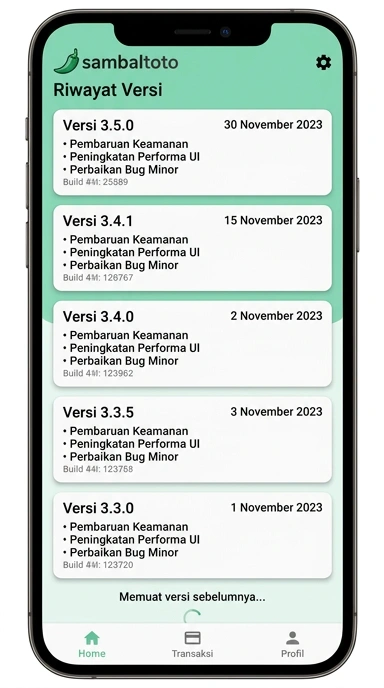 Riwayat Versi sambaltoto untuk Pengguna Android Indonesia